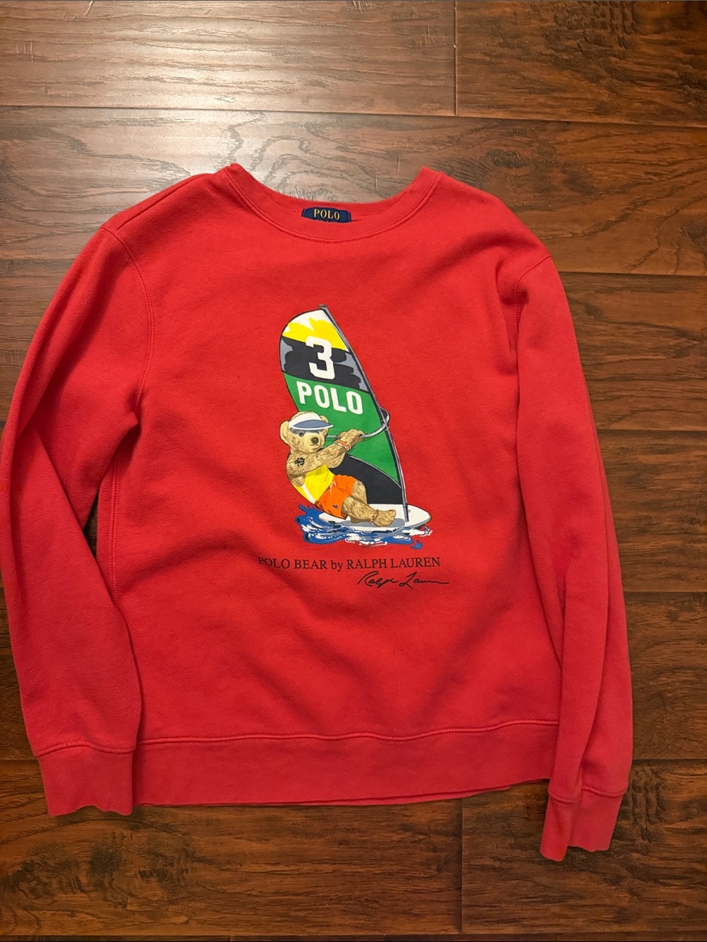 Polo by Ralph Lauren Red Crewneck with Sailboard Bear Graphic